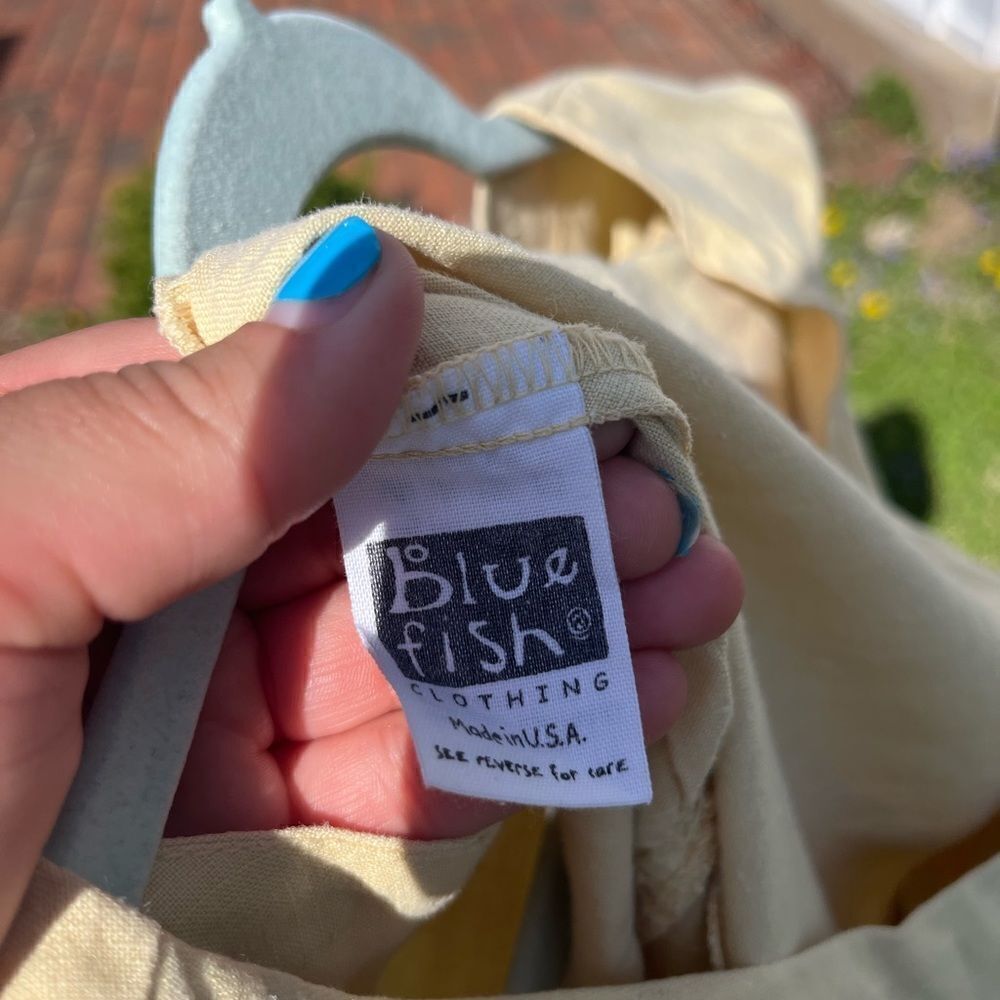 Blue Fish Hand Painted Linen Dress - Picture 5 of 14